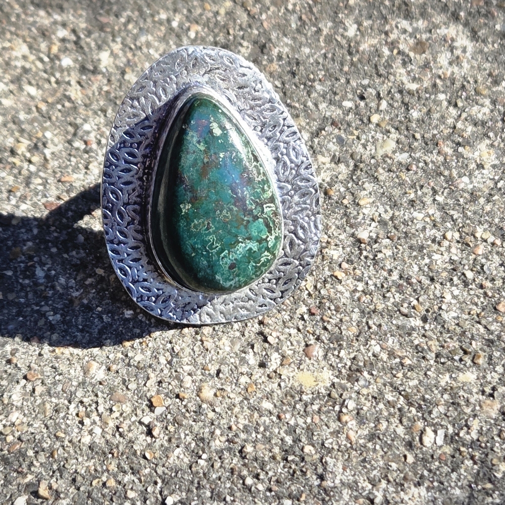 Sterling Chrysocolla Statement Ring - image 3